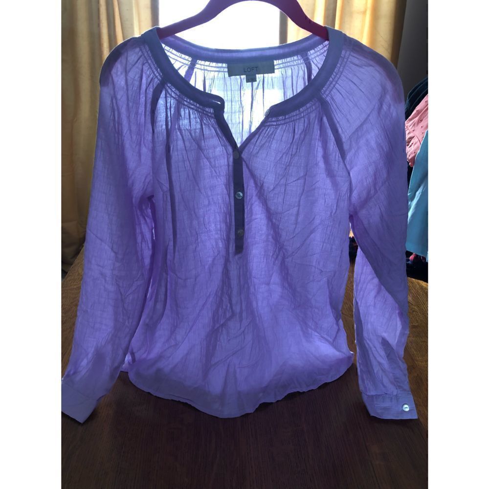 LOFT Lilac Henley Style Pullover Size Small